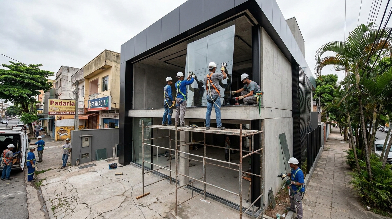 Fachada preta moderna em São José do Rio Preto-SP